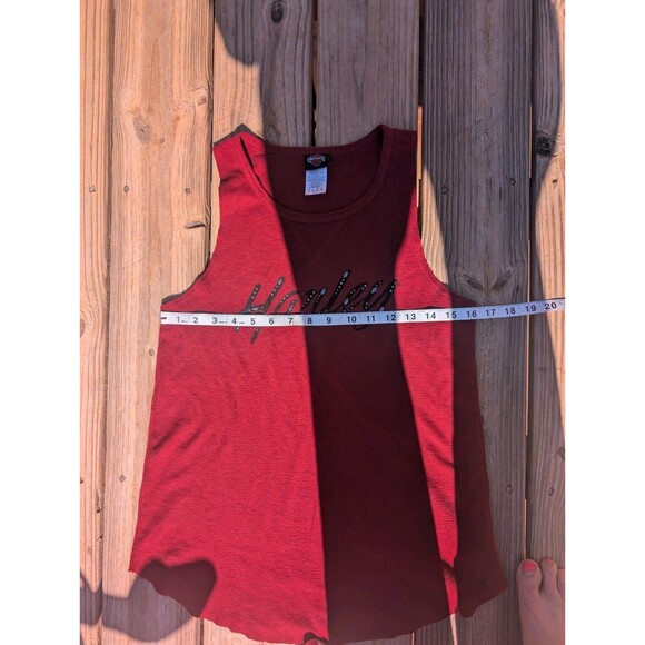 Harley Davidson Women's Burgundy Tank Medium Studded Biker Chic - Picture 4 of 5